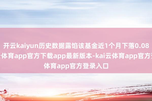开云kaiyun历史数据露馅该基金近1个月下落0.08%-kai云体育app官方下载app最新版本-kai云体育app官方登录入口